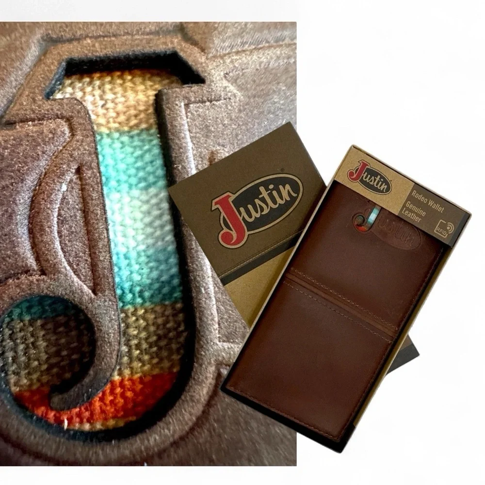 New Justin Boots Men’s Rodeo Wallet Genuine Leather RFID Card Slots New In Box
